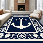 Nautical Anchor Ornamented Rope Design Rug