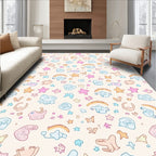 Playful Cartoon Creatures Stars Pattern Rug