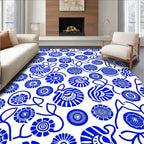 Blue Whimsical Floral Swirl Rug