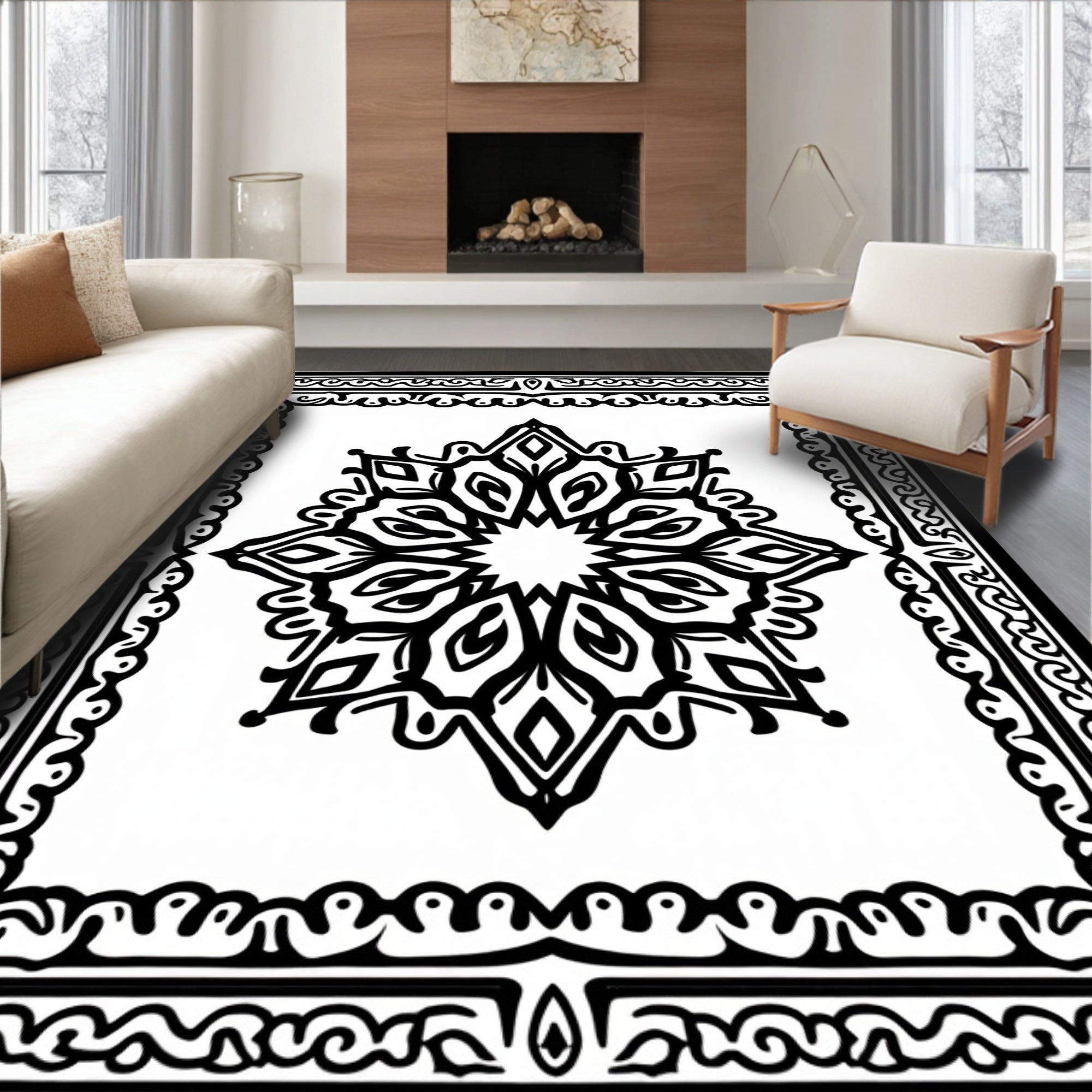 Eight-Pointed Star Mandala Pattern Rug