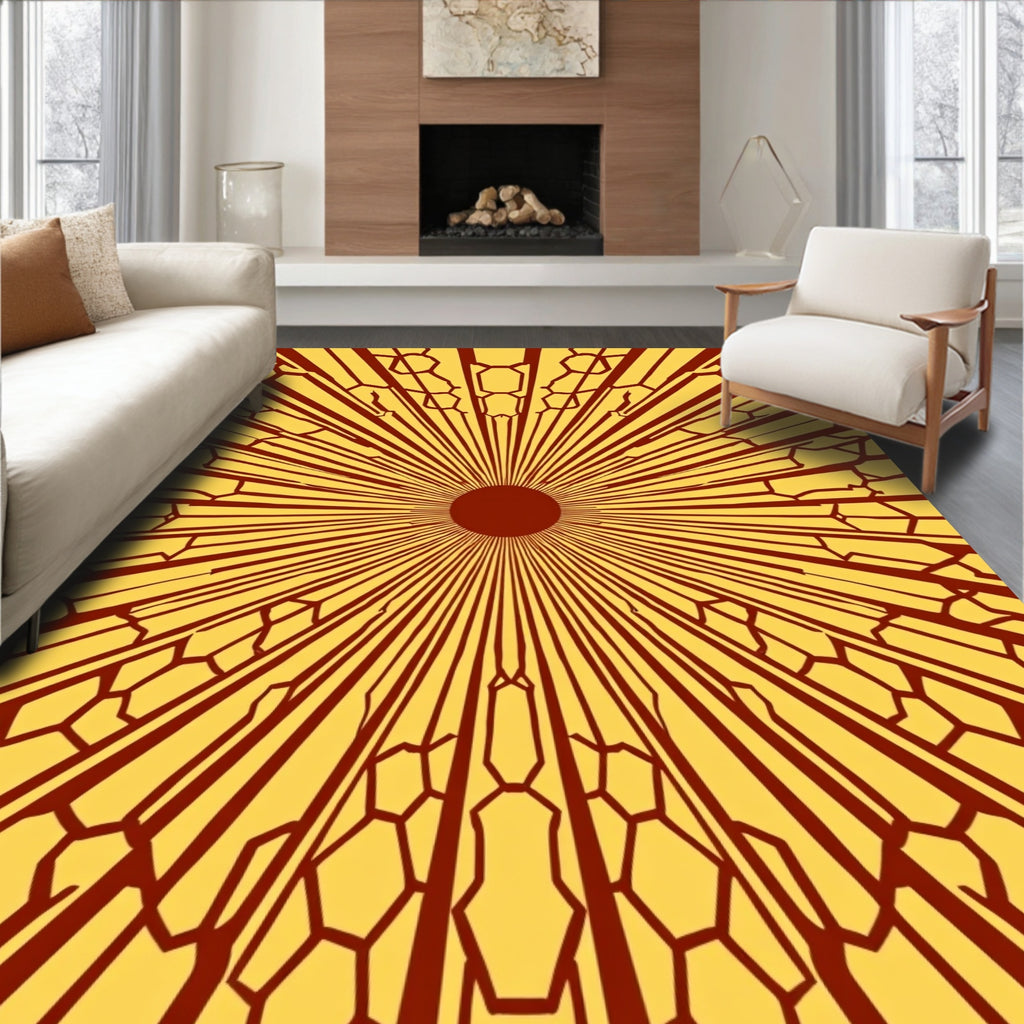 Radiant Sunburst Geometric Pattern Rug