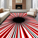 Red White Black Radial Burst Pattern Rug