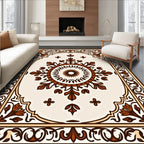 Ornate Brown Floral Medallion Rug