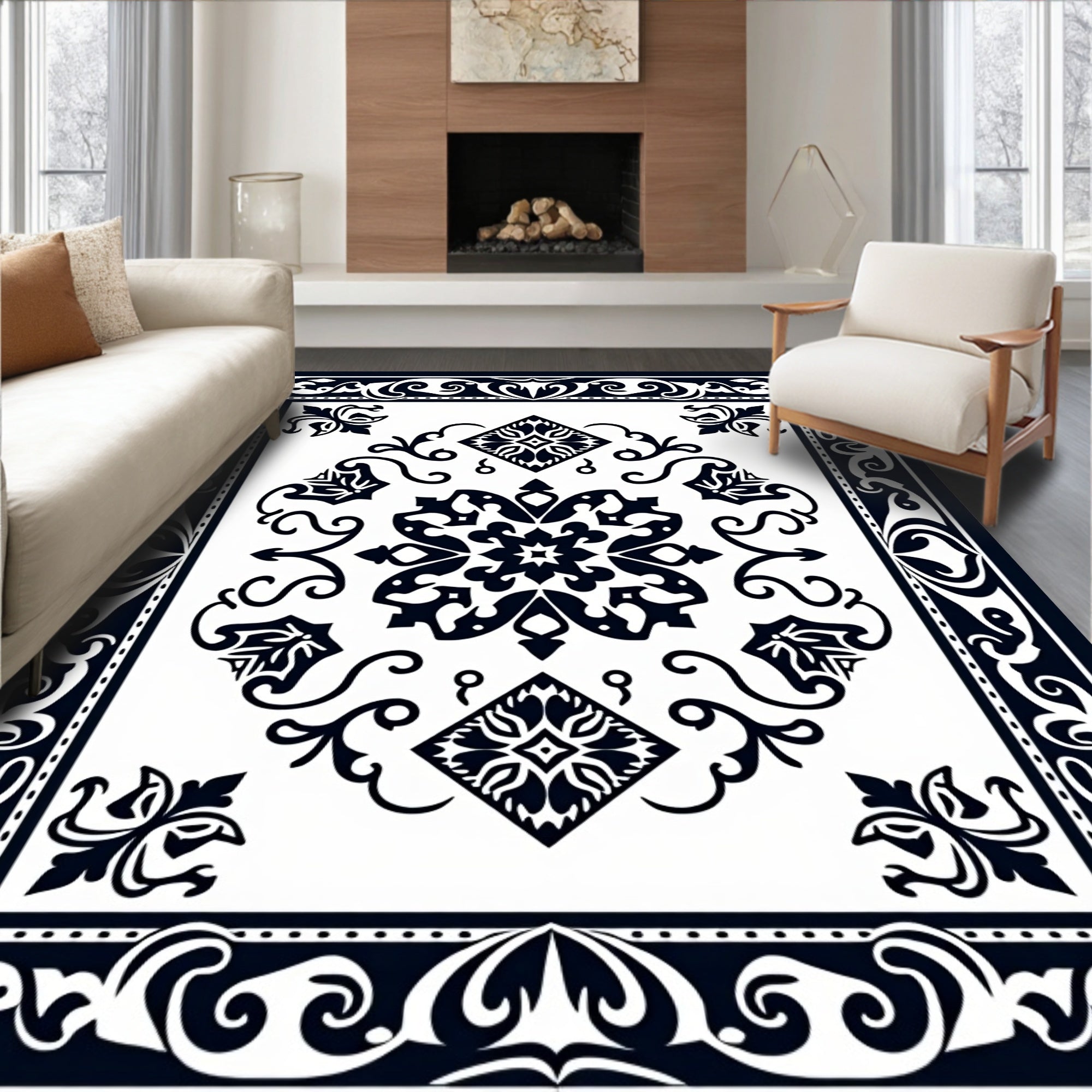 Classic Paisley Intricate Border Design Rug