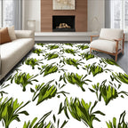 Abstract Green Leaf Botanical Pattern Rug
