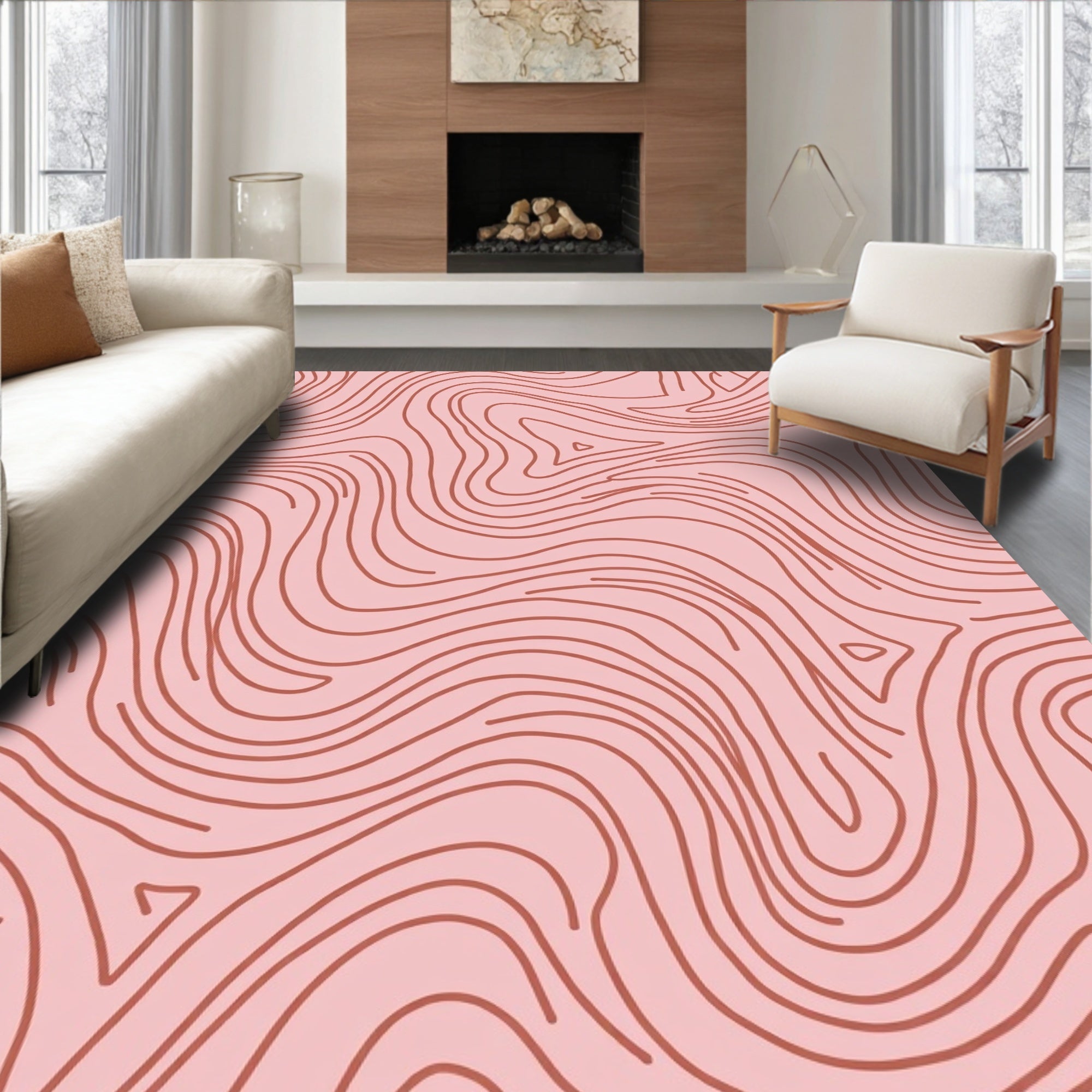 Abstract Wavy Topographic Pattern Rug