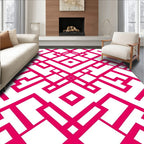 Geometric Pink White Abstract Pattern Rug
