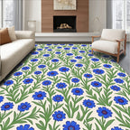 Art Nouveau Blue Floral Vine Pattern Rug