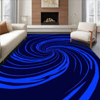 Dark Blue Swirling Spiral Design Rug