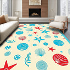 Coastal Starfish Shells Pattern Rug
