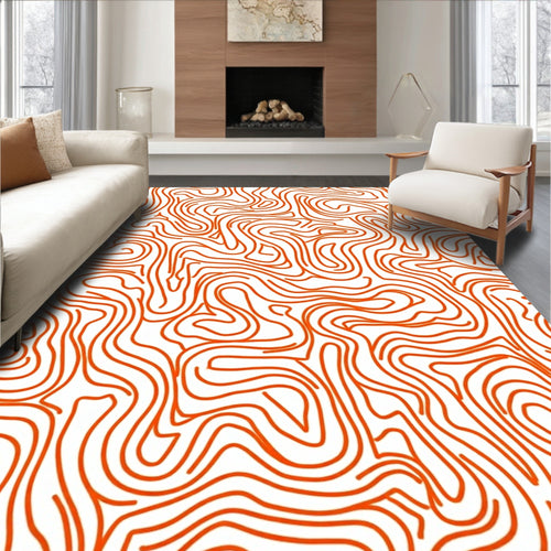 Abstract Organic Orange Line Rug