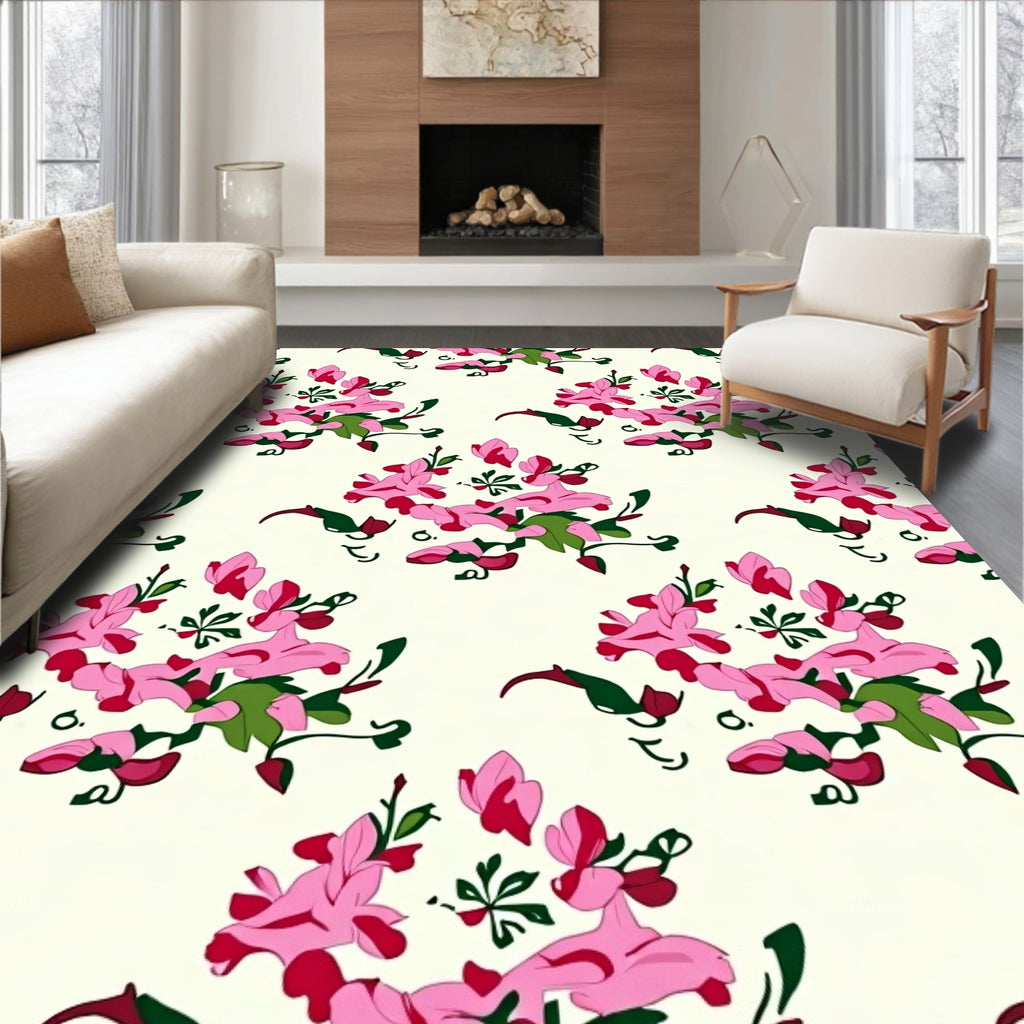 Pink Flower Pattern Design Rug
