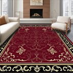 Elegant Floral Motif Burgundy Rug