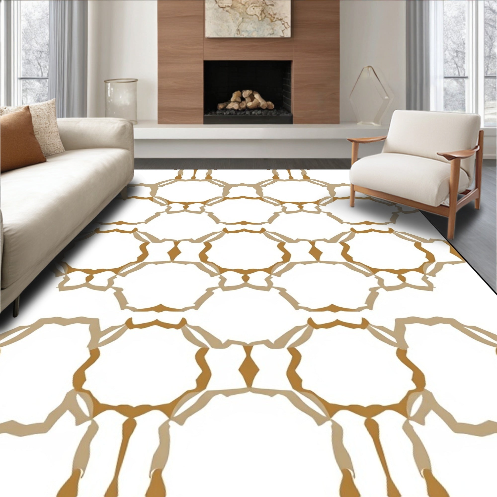 Organic Interlocking Geometric Pattern Rug