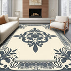 Elegant Floral Border Medallion Design Rug