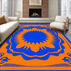 Bold Orange And Blue Sunburst Design Rug