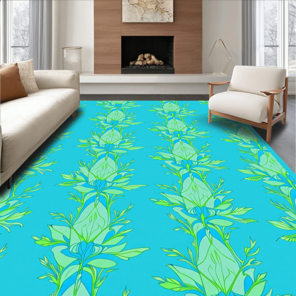 Art Nouveau Floral Bluegreen Pattern Rug