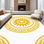 Golden Yellow Sunburst Mandala Pattern Rug
