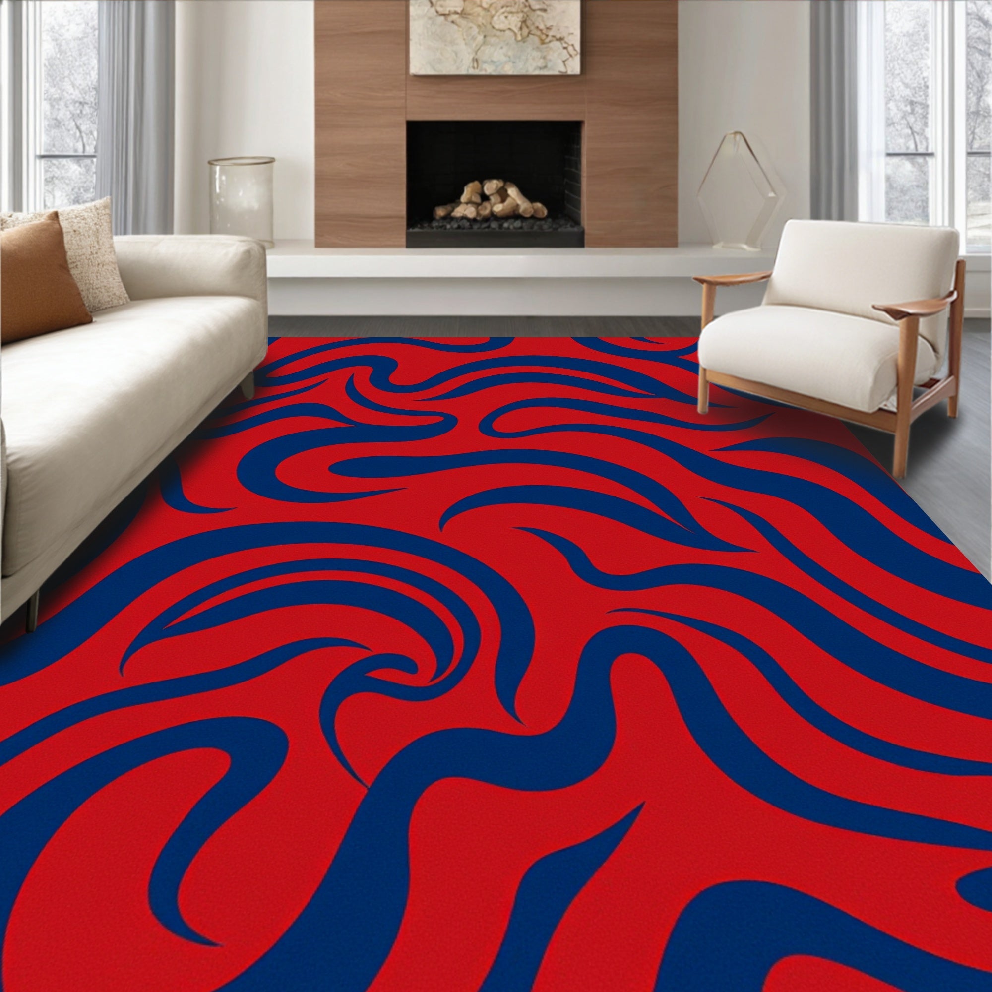Dynamic Abstract Wave Pattern Rug