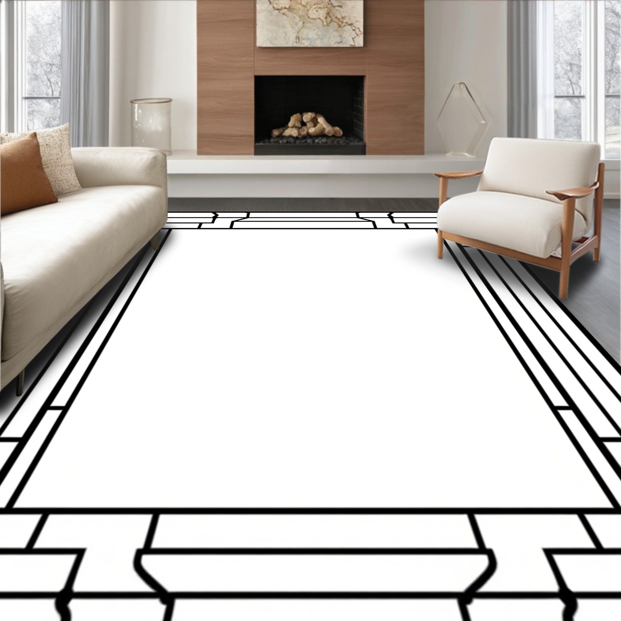 Modern Geometric Line Art Design Rug