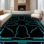 Cyberpunk Neon Circuit Pattern Rug
