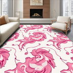 Pink Abstract Flowing Swirls Rug