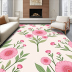 Pink Botanical Pattern Design Rug