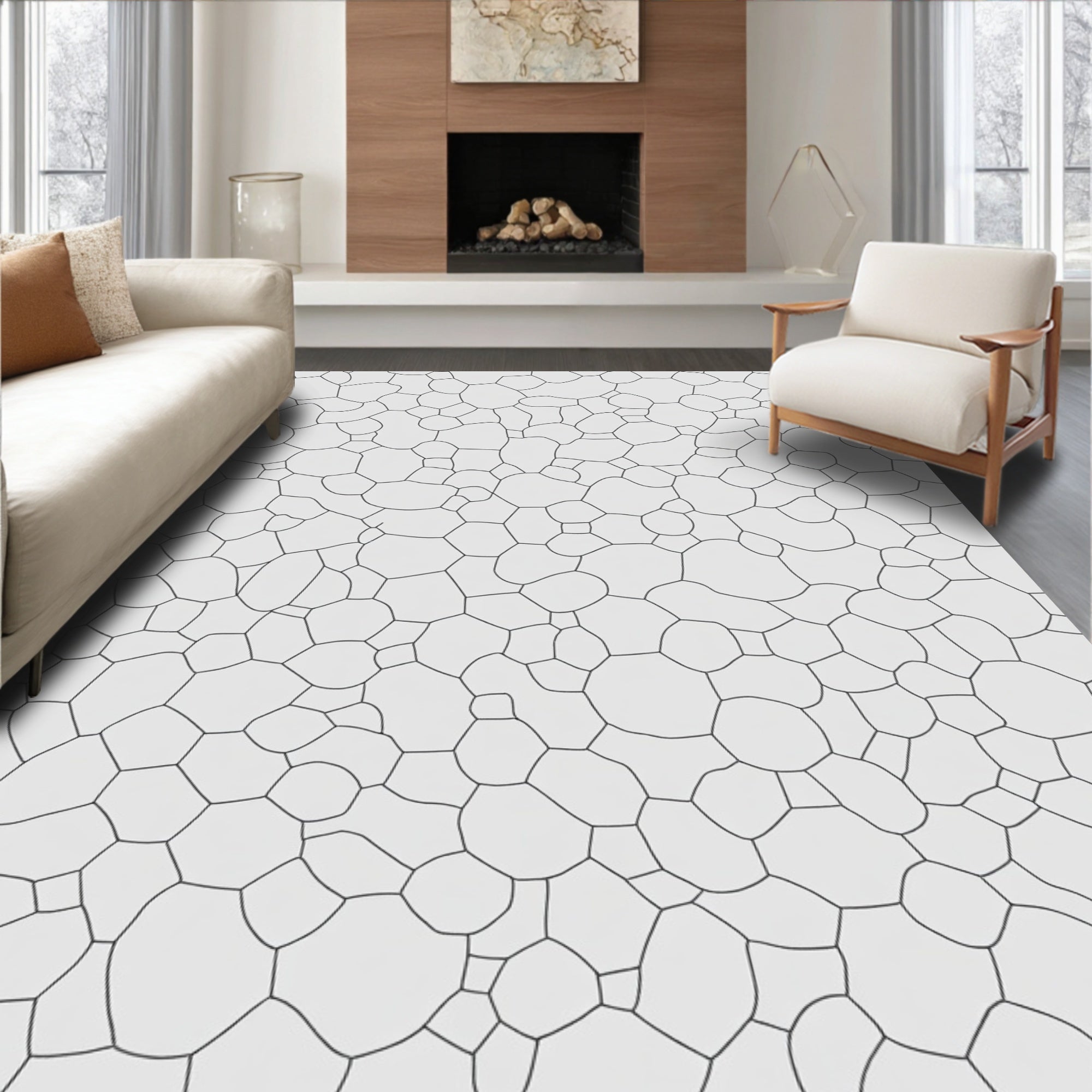 Artistic Organic Cell Pattern Rug