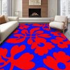 Bold Red Floral Pattern Rug