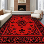 Crimson Regal Flourish Pattern Rug