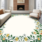 Whimsical Yellow Floral Vine Pattern Rug