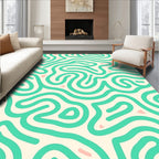 Mint Green Abstract Swirl Pattern Rug