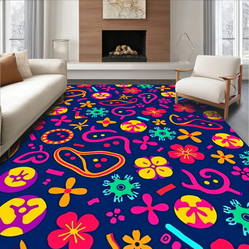 Whimsical Floral Geometric Design Rug