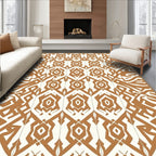 Geometric Amber And Cream Pattern Rug
