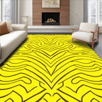 Bold Yellow Wavy Stripe Design Rug