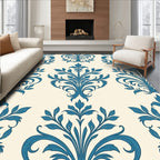 Classic Blue Floral Damask Pattern Rug