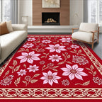 Crimson Pink Floral Botanical Garden Rug
