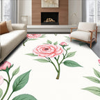 Soft Pink Rose Floral Pattern Rug