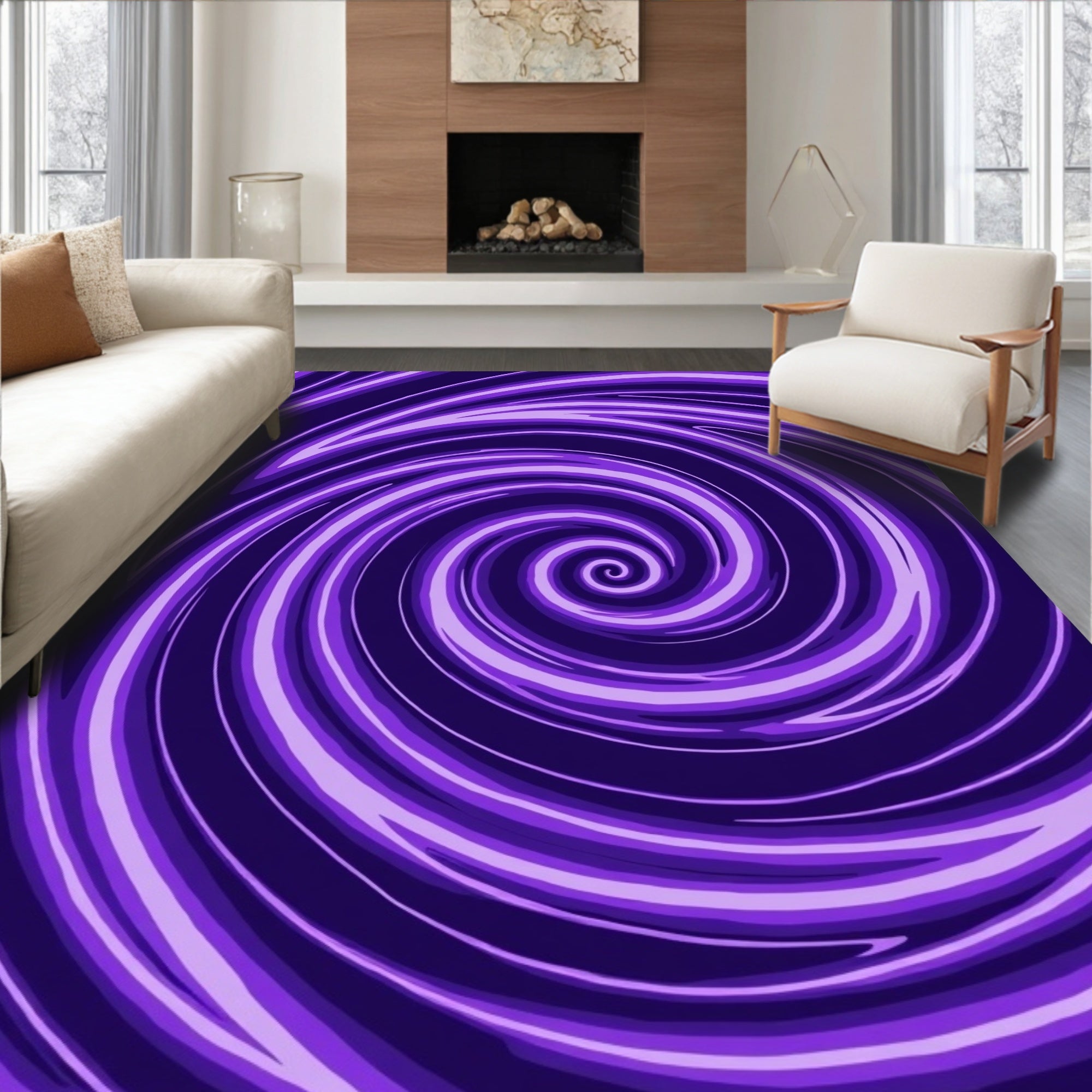 Vibrant Purple Swirl Pattern Rug