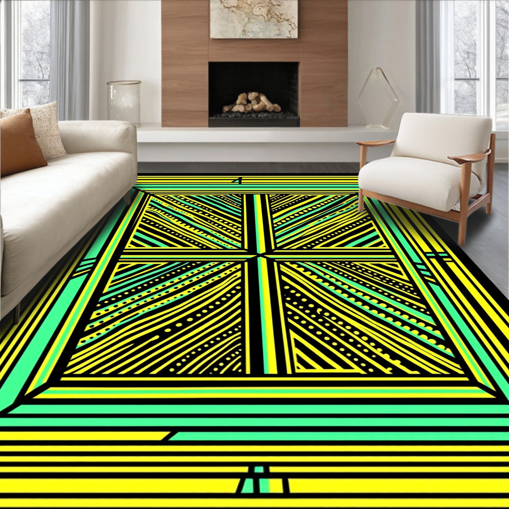 Abstract Geometric Stripe Dot Pattern Rug