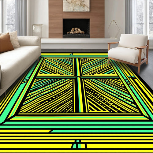 Abstract Geometric Stripe Dot Pattern Rug