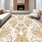 Floral Swirls Damask Pattern Design Rug
