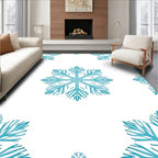 Teal Snowflake Patterned Winter Design Rug