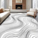 Contemporary Black Wave Pattern Rug
