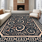 Ornate Swirls And Leafy Scrollwork Rug