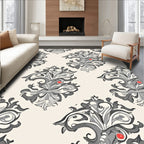 Ornate Floral Swirls With Red Dots Rug