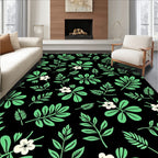 Green Leaf Flower Pattern Rug