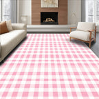 Soft Pink Gingham Pattern Rug