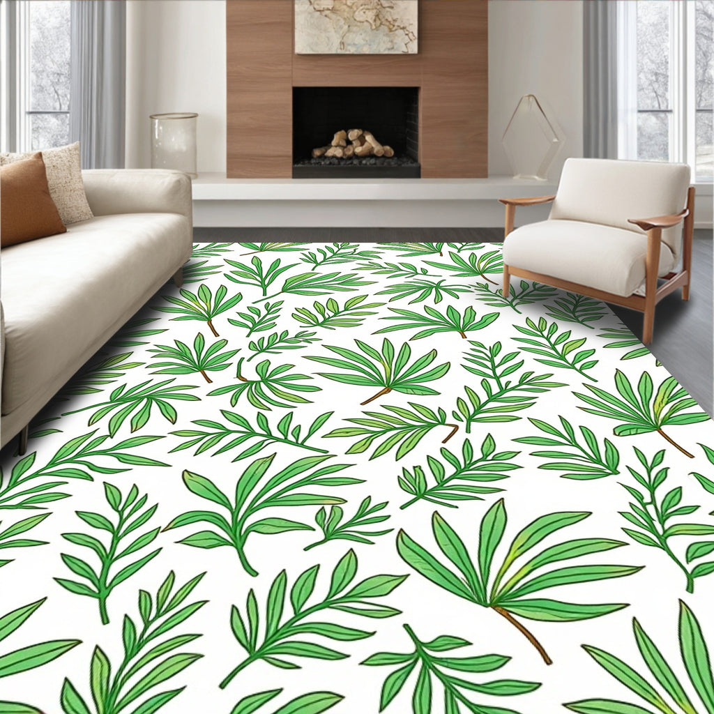 Green Leaf Pattern Design Rug