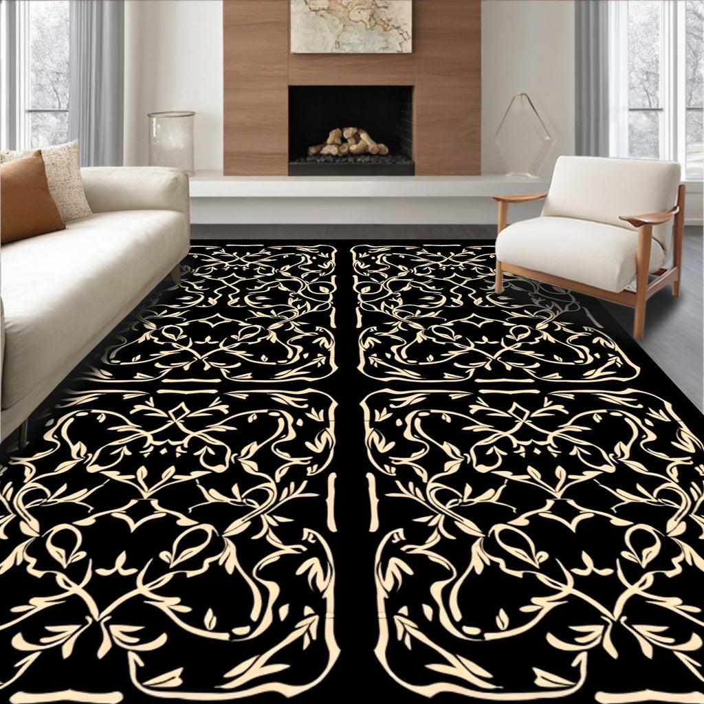 Art Nouveau Floral Vines Pattern Rug